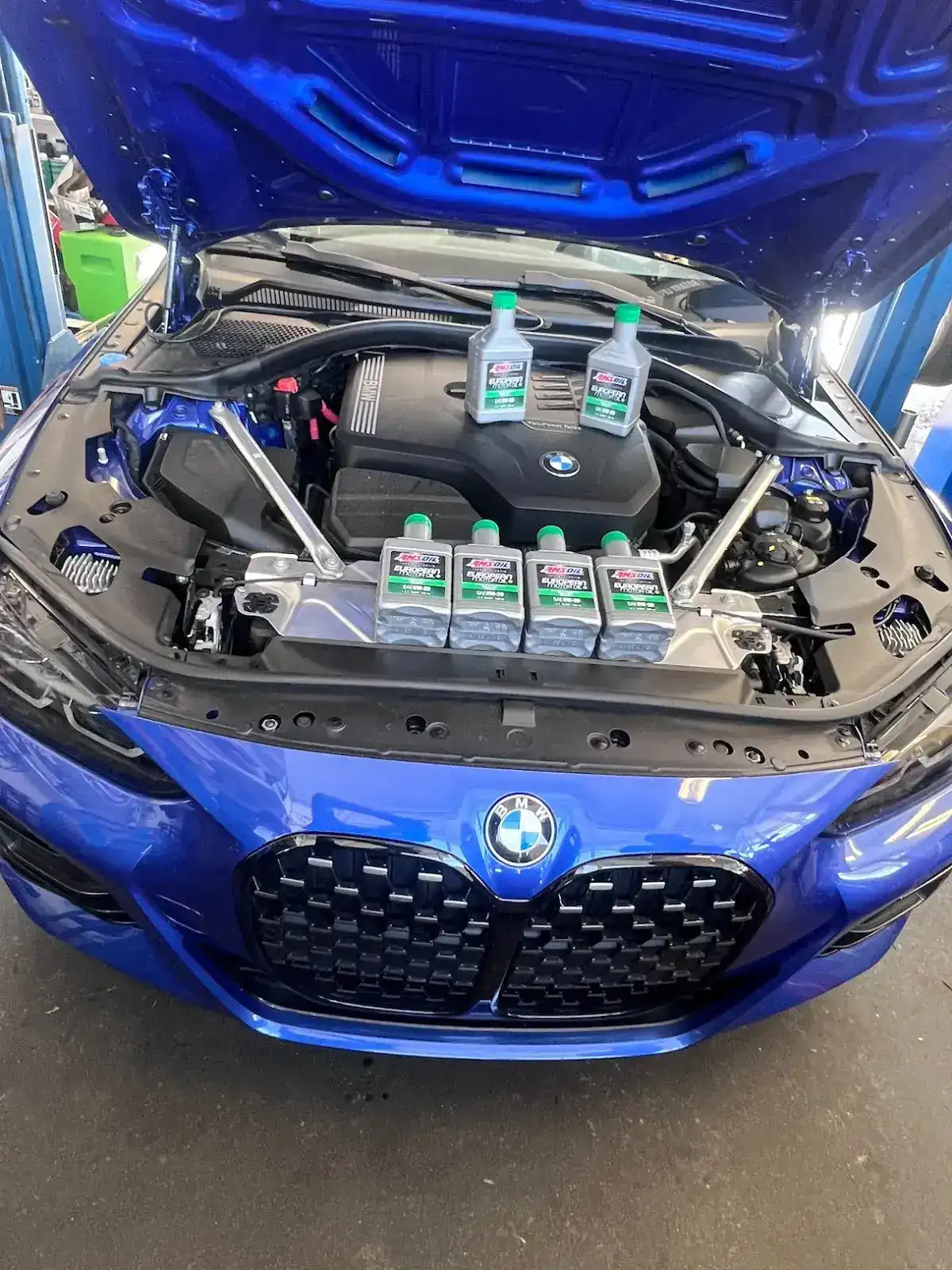 BMW full synthetic oil change with Amsoil European Motor Oil at Beacon Auto Care San Mateo